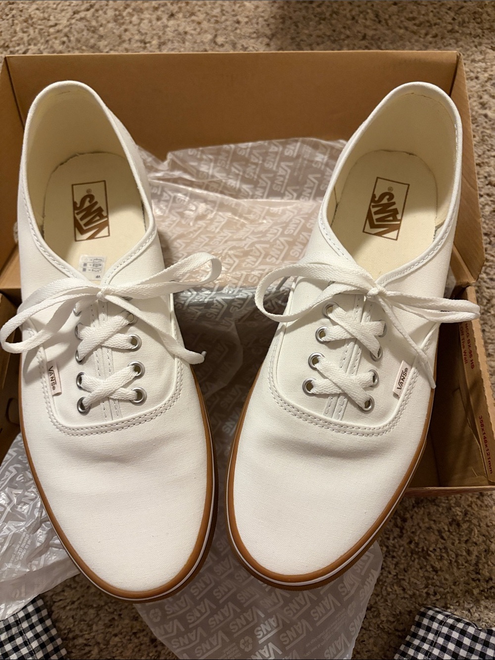 Vans White Canvas Low-Top Sneakers with Gum Sole